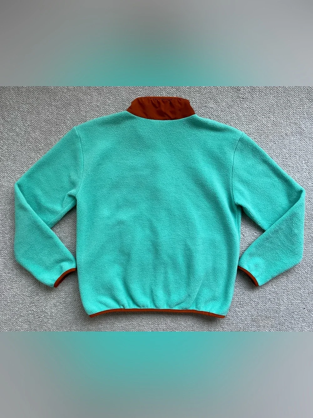 Patagonia Kids Synchilla Full Zip Jacket, Fresh Teal / Orange, Size XL (14)